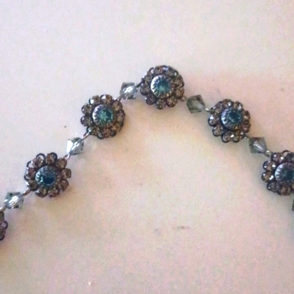 Liz Palacios Vintage Nouveau Bracelet Swarovski Crystals Blue Set New - Picture 4 of 5